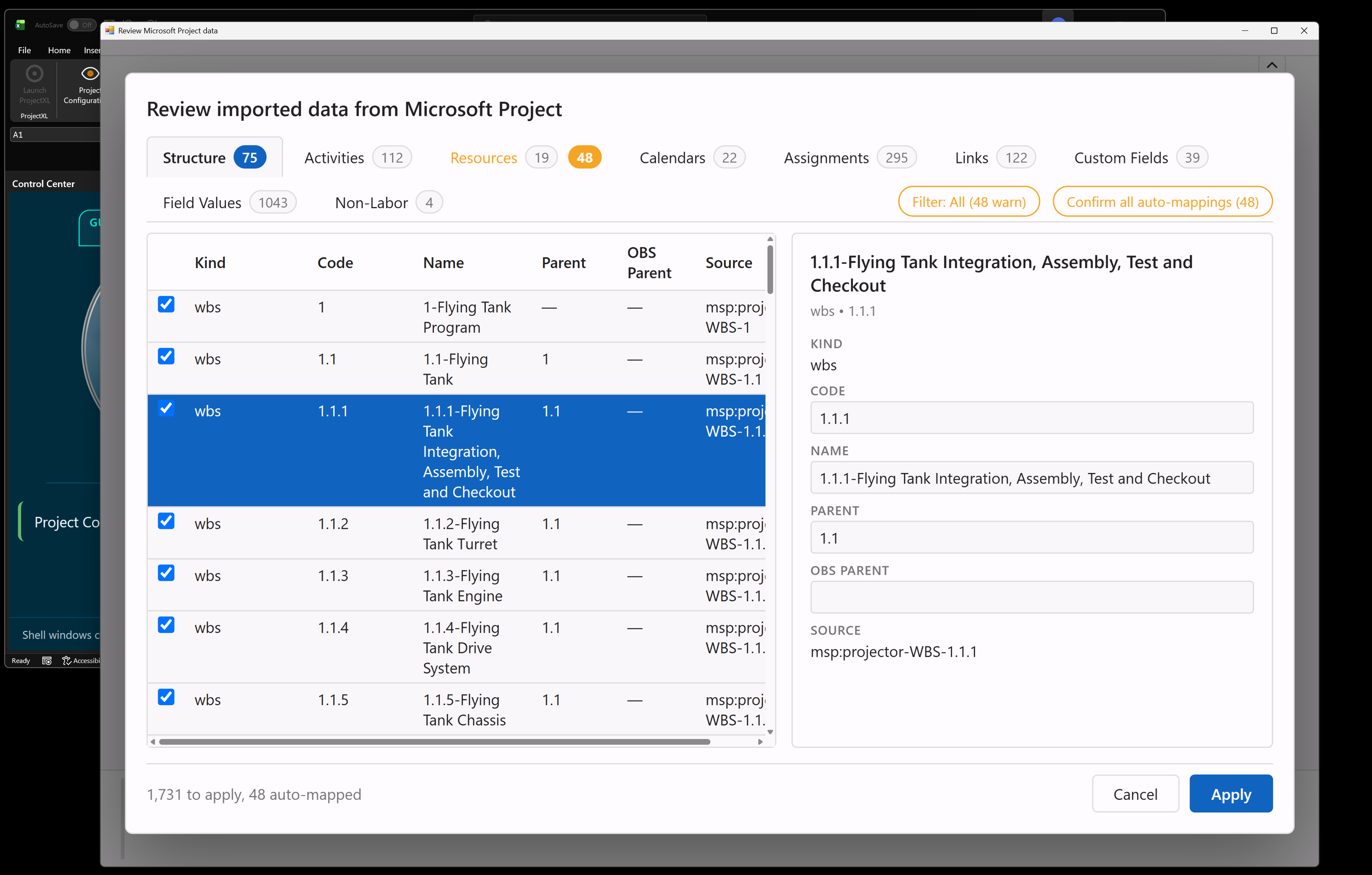 Microsoft Project Import