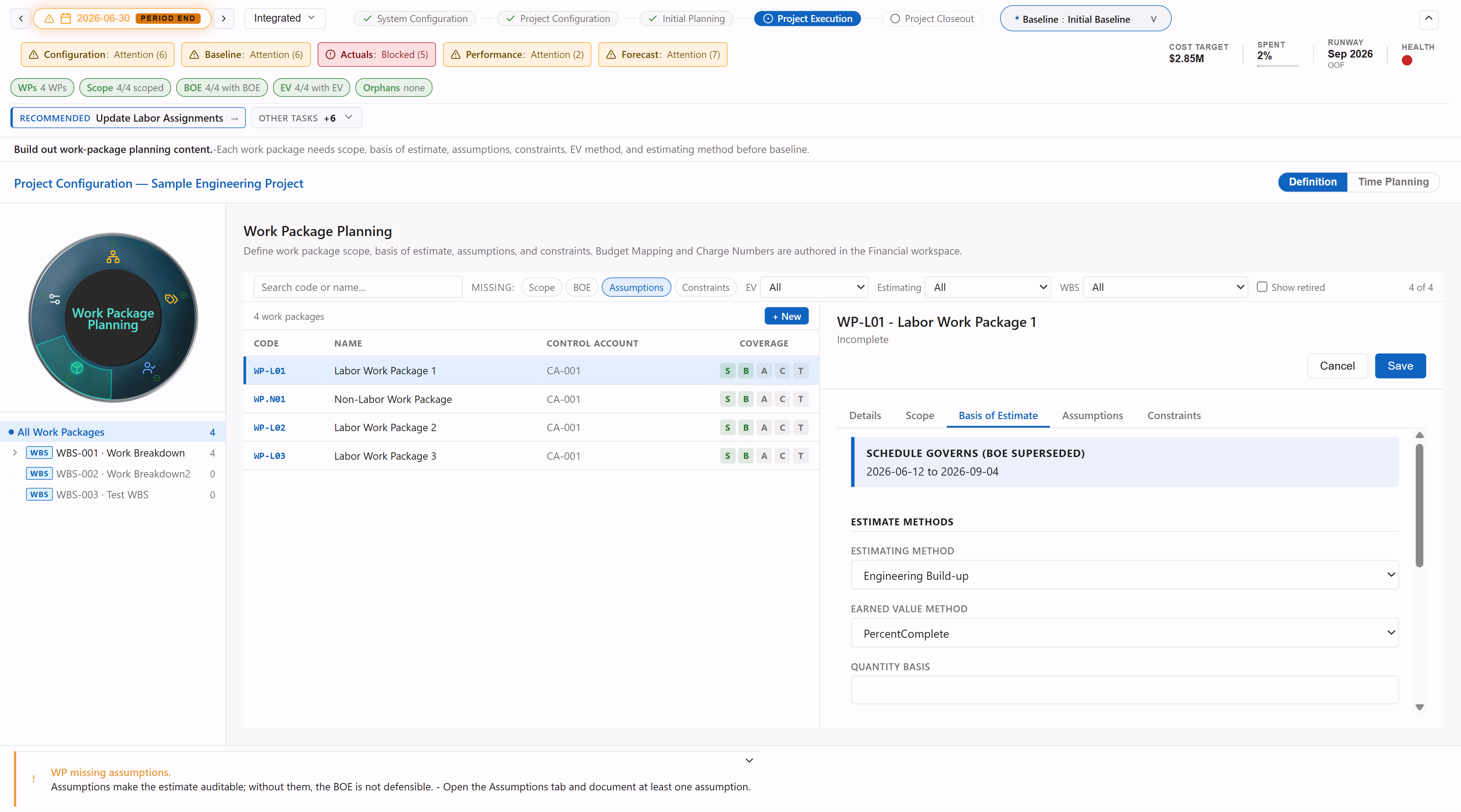 Work Package Basis of Estimate